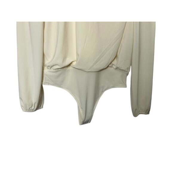 Express Swan Ivory Skimming Crew Neck Puff Sleeve Bodysuit Women's Small NEW - Picture 3 of 5